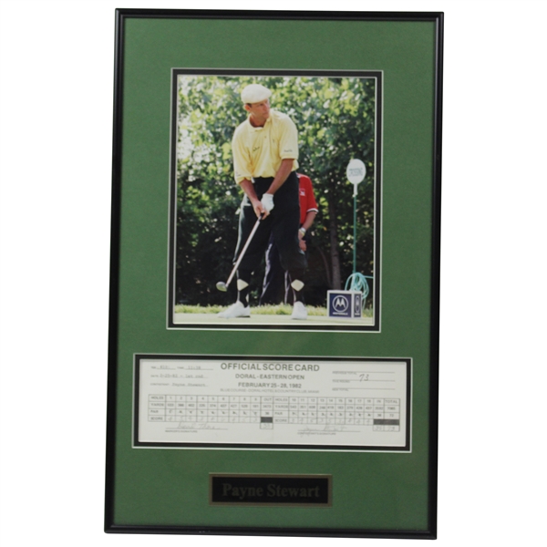 Payne Stewart Signed & Used Doral-Eastern Open Scorecard w/Photo - Framed JSA ALOA