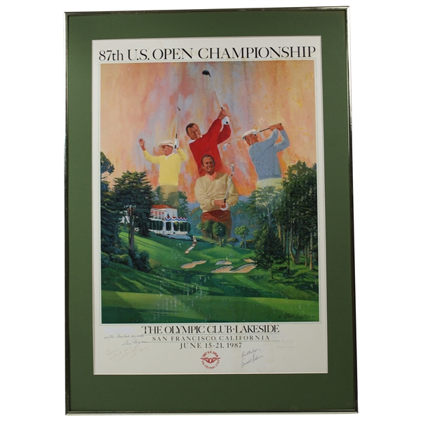 Hogan, Palmer, Fleck & Casper Signed 87th US Open Poster - Framed JSA ALOA