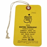 1952 Masters Tournament Sunday 4th Rd Final Day Ticket #3940