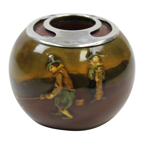 Royal Doulton Kingsware Match Holder with Sterling Silver Moveable Top Striker