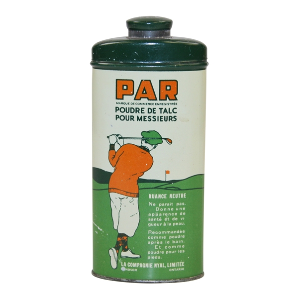 Circa 1920s Golf Themed Par Talcum Powder Tin
