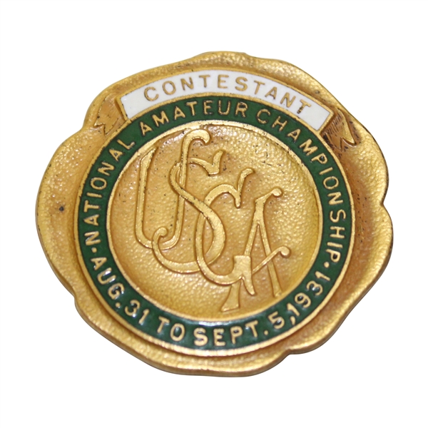 1931 US Amateur at Beverly CC Contestant Badge - Francis Ouimet Win