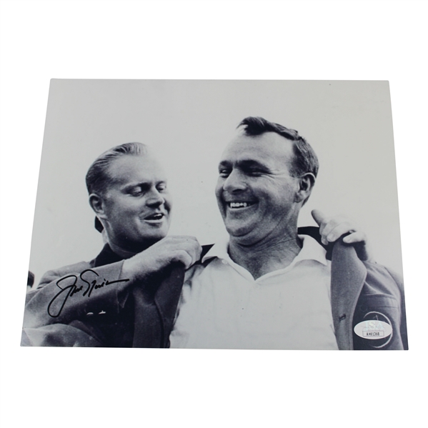 Jack Nicklaus Signed Putting Green Jacket on Arnold Palmer B&W Photo JSA #AH61368