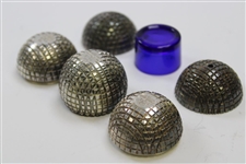 Golf Condiment Set w/Salt, Pepper & Mustard Pot Golf Balls by Sheffield E.P.N.S.