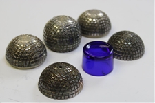 Golf Condiment Set w/Salt, Pepper & Mustard Pot Golf Balls by Sheffield E.P.N.S.