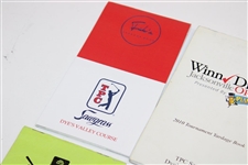 Lot of Six (6) Yardage Books/Greens Guide & Pete Dye Signed Golf Ball 