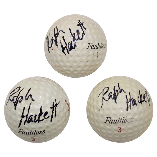 Three (3) Trevino Caddy Ralph Hackett Signed Trevino MVP Logo Golf Balls w/97-01 