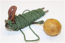 Vintage Golf Ball Practice Tool - Ball with String Connected to Stake