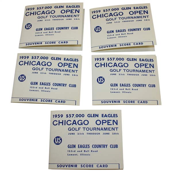 5 Unused Scorecards 1959 Chicago Open Won By Ken Venturi