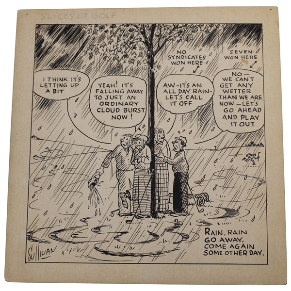 Original Ink Cartoon By Sullivan Slices Of Golf