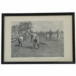 Framed Vintage A. B. Frost Print "Tournament Day" The Lost Ball Times Almost Up