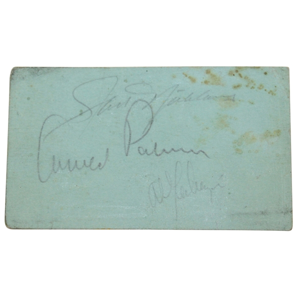 Arnold Palmer, Jack Nicklaus & Al Geiberger Signed Card in Pencil JSA ALOA
