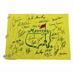 Tiger Woods, Jack Nicklaus & 29 Masters Champs Signed Undated Masters Flag JSA ALOA