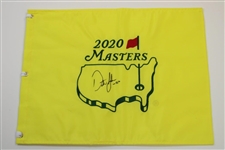 Dustin Johnson Signed 2020 Masters Embroidered Flag with -20 Record Score Notation JSA ALOA