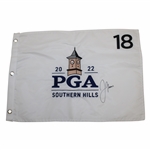 Justin Thomas Signed 2022 PGA at Southern Hills White Embroidered Flag JSA ALOA