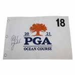 Phil Mickelson Signed 2021 PGA at Ocean Course White Embroidered Flag JSA ALOA