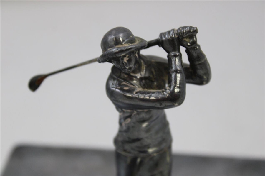 Vintage Female Post Swing Figural Golfer Silver Company Box w/ Ornate Detailing 