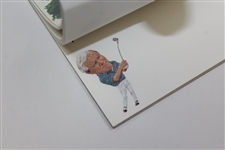 Arnold Palmer, Curtis Strange, and Greg Norman caricature notepads