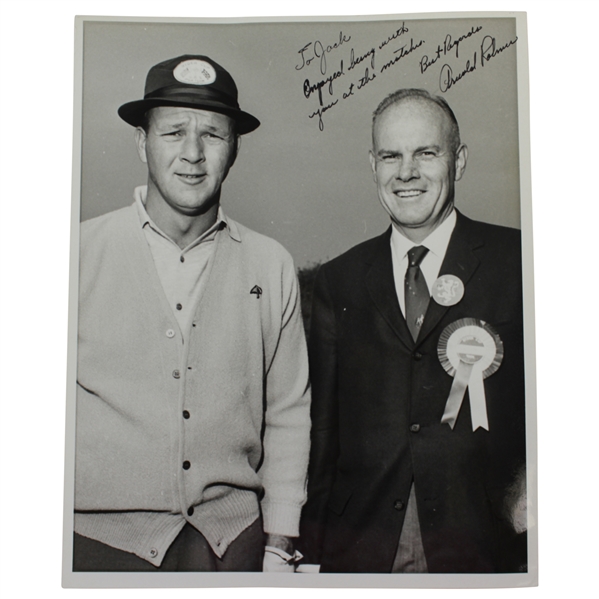 Arnold Palmer Signed 8x10 Bill Mark 1965 Ryder Cup Photo to Jack Sargent JSA ALOA