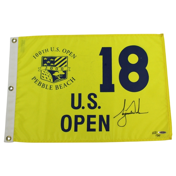 Tiger Woods Signed Ltd Ed 2000 US Open at Pebble Beach Flag #228/500 UDA #BAM07754