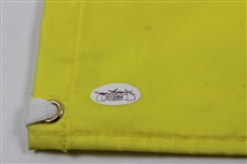 Larry Mize Signed 2009 Masters Tournament Embroidered Flag JSA #G13384