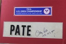 Champion Jerry Pate Signed 1976 US Open at Atlanta Athletic Club Used Standard Bearer Sign - Framed JSA ALOA