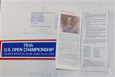 Champion Jerry Pate Signed 1976 US Open at Atlanta Athletic Club Used Standard Bearer Sign - Framed JSA ALOA