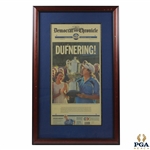Dufnering! Jason Dufner Kissing The Wanamaker Trophy 2013 Newspaper Page - Framed