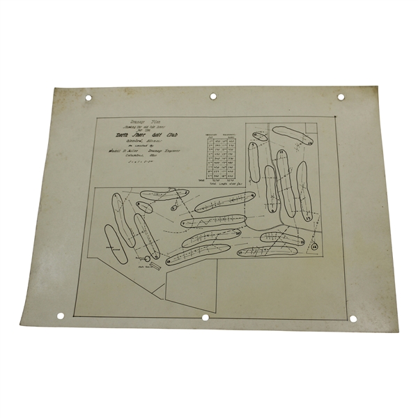 Early 1930's North Shore Golf Club of Glenview, Ill. Drainage Plan - Wendell Miller Collection