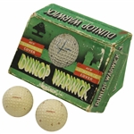 1925-35 Dunlop Warwick Recessed Golf Balls Green 6 Ball Box with 2 Balls