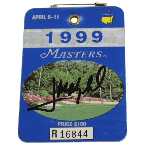 Jose Maria Olazabal Signed 1999 Masters Series Badge #R16844 JSA #SS01592