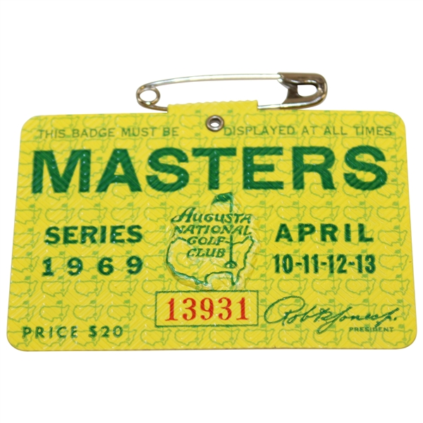 1969 Masters Tournament SERIES Badge #13931 - George Archer Winner