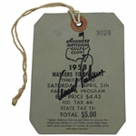 Arnold Palmer Signed 1958 Saturday Masters Saturday Ticket #3028 JSA ALOA