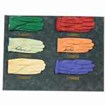Seve, Price, Rogers, Finch, Daly & Lyle Signed Golf Gloves Matted Display JSA ALOA