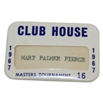 1967 Masters Clubhouse Badge #16 Mary Palmer Pierce