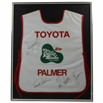 Palmer, Nicklaus, Lee & Fuzzy Signed Palmer 1986 Skins Game Tournament Used Caddy Bib - Framed JSA ALOA