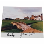 Big 3 Palmer, Player & Nicklaus Signed 11x14 Swilken Bridge St. Andrews Photograph
