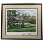 Arnold Palmer, Jack Nicklaus & Artist Hartough Signed 13th Hole ANGC Lithograph - Framed JSA ALOA