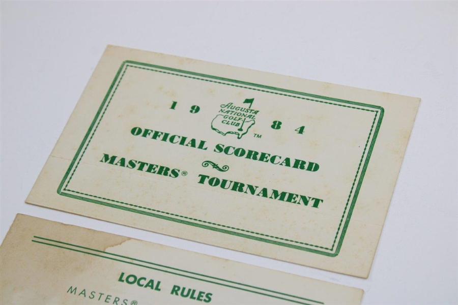 1984 Masters Tournament Official Scorecard & Local Rules Card