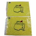 2004 & 2006 Masters Tournament Embroidered Flags - New In Package