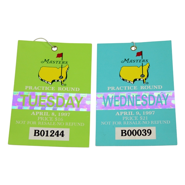 1997 Masters Tournament Tuesday & Wednesday Tickets - Tiger's First Masters Win