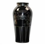 Sterling Overlay on Black Glass 19th Hole Large Vase