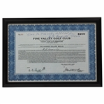 1947 Pine Valley Golf Club Bond Certificate #260 for $200 - Framed