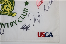 Champ Fitzpatrick & Major Champs Signed 2022 US Open Embroidered Flag JSA ALOA