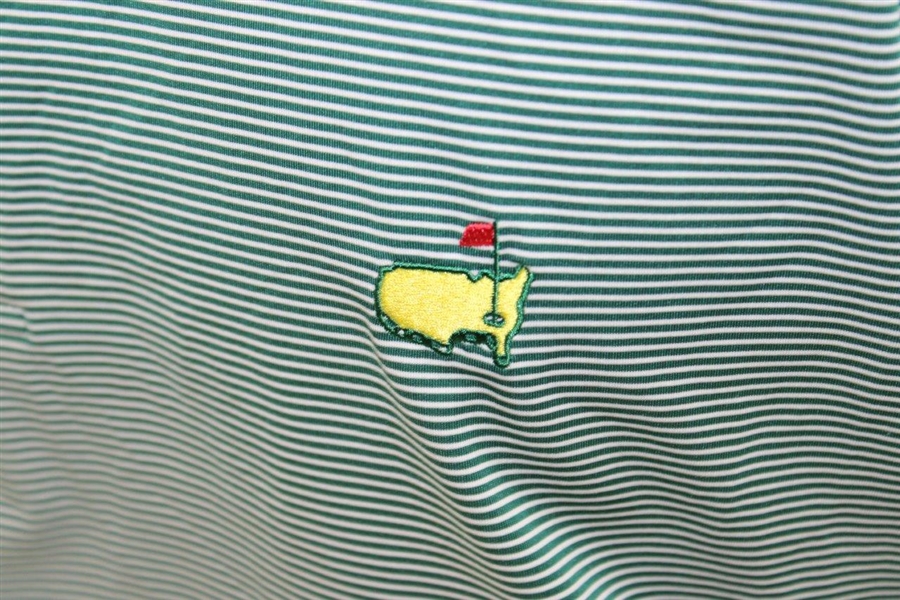 Masters Tournament Performance Tech Green Striped Polo Size Large Golf Shirt - Used