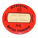 1964 Masters Tournament Official Badge #94 - Jerry Quinlan - Litter Control