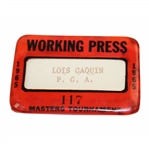 1965 Masters Tournament Working Press Badge #117 - Lois Gaquin P.G.A.