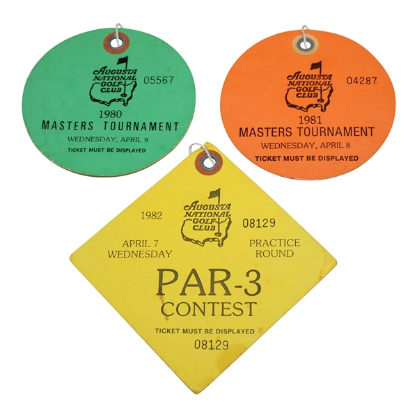 1980, 1981 & 1982 Masters Tournament Wednesday Par-3 Tickets