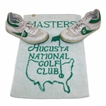 1987 Masters Tournament Caddie Worn FootJoy Shoes w/Augusta National GC Bag Towel