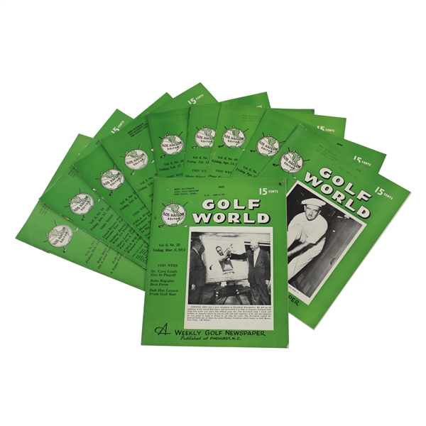 Ten (10) Various Golf World Magazines - 1952-1953 - Belonged to Mark McCormick